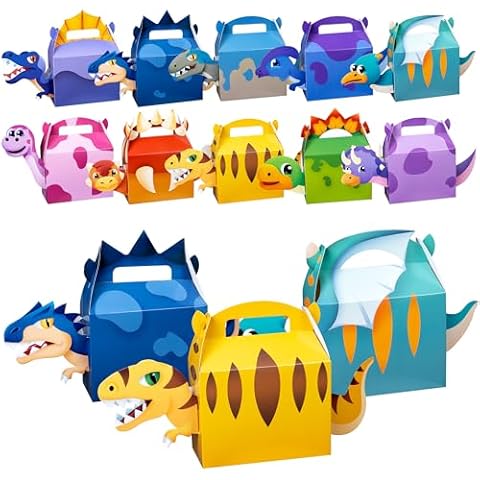 DMIGHT Dinosaur Party Favor Boxes Theme Birthday Goodie Boxes Candy Gift Bags Barnyard Candy Treat Boxes for Kids Baby Shower Birthday Party Supplies Cover