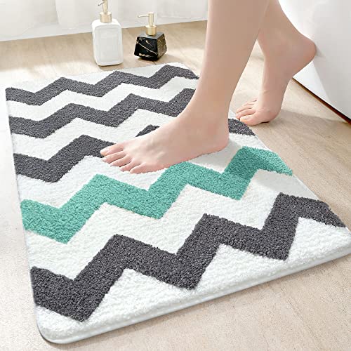 DEXI Alfombra Baño Antideslizante,Alfombrilla Baño Absorbente, Alfombra de Baño Microfibras Suaves, Alfombrilla de baño Lavable a Máquina (40 * 60cm,Verde Gris) Cover