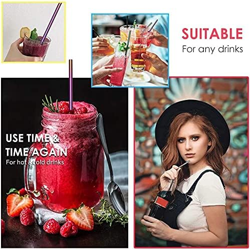 50Pack Reusable Metal Straws Drinking Straws For Smoothie Wide Diameter Straw 8.5Inch LongTumblers Stainless Steel Straws