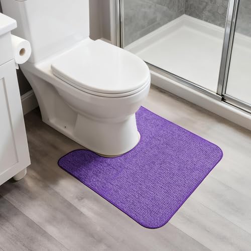 Toilet Rugs U Shaped Bathroom Rug,Machine Washable Non Slip Quick Dry Super Absorbent Ultra Thin Toilet Mats for Bathroom Toilet.Purple,1'8"x2'(20x24i