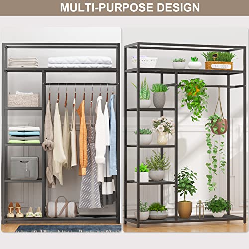 Jeroal Metal Closet Heavy Duty Clothes Rack, Freestanding Garment Organizer Closet, Open Wardrobe Closet Storage Organizer With Hanging Rod And Storage Wire Shelves #TOP2