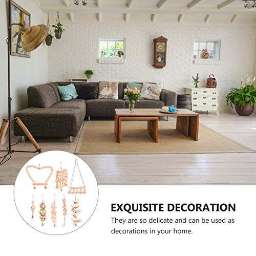 8 unidades kit de brinquedos para papagaio, pássaro, animal de estimação, escada suspensa de madeira