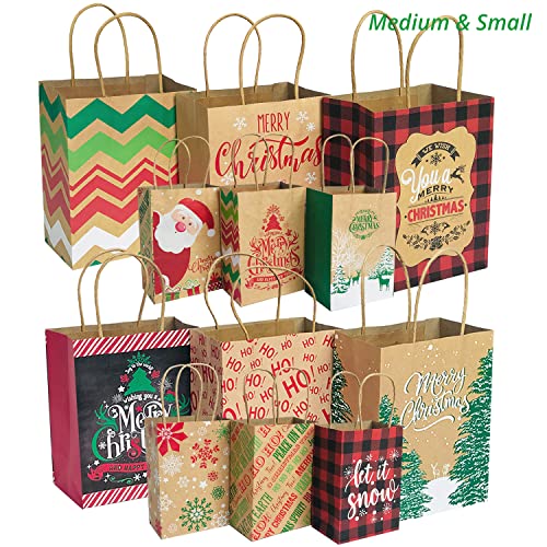 Party Funny 24 Kraft Christmas Gift Paper Bags Bulk With Handles And 60 Count Christmas Gift Tags-Assorted Sizes Set For Wrapping Xmas Holiday Presents(6 Jumbo,6 Large,6 Medium,6 Small) #TOP6