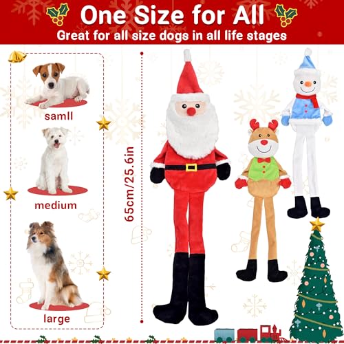 LECHONG 3-Pack Weihnachten Hundespielzeug, Hund Quietsche Spielzeug Plüsch Hund Kauspielzeug Bundle, interaktive Weihnachten Hundespielzeug für Welpen kleine mittlere große Hunde