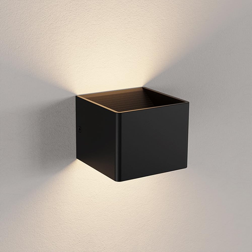 SXWNBIFH wall lamp Wall Light Indoor LED 12W 3000K Warm White Modern Metal Wall Lamp Decorative Wall Sconce Lamp for Living Room Bedroom Hallway Corridor Stairs Hall, Black