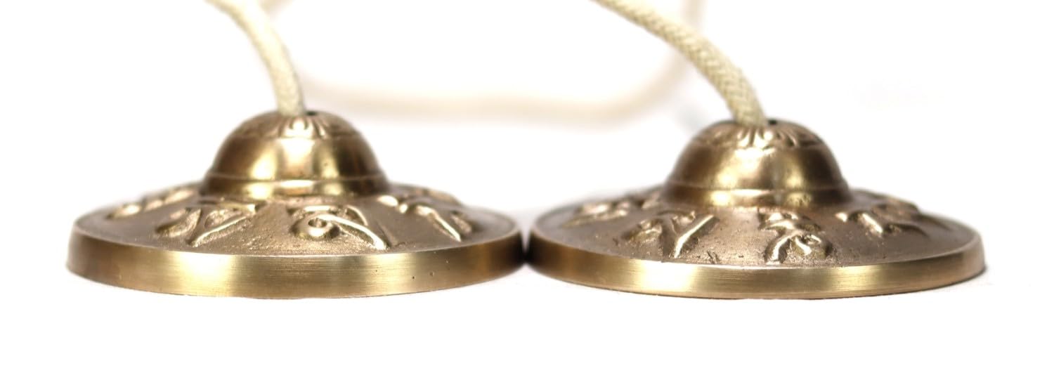 Tibetische Manjeera Tingsha-Meditationsglocke, Glocken, Becken, buddhistische Meditation, Yoga-Glockenspiel, klein, verheißungsvolles Symbol (Manjeera-05)