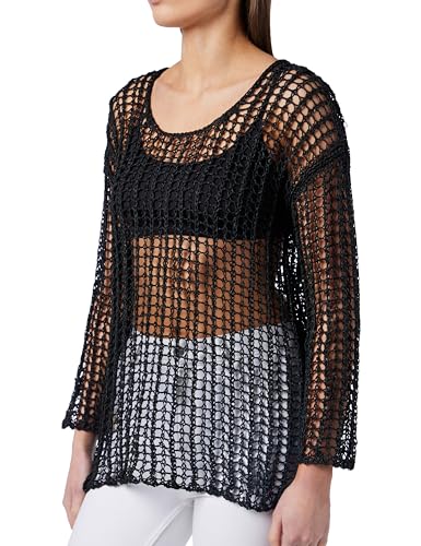Pinko Damen Lentisco Netzgewebe glänzend Henley-Hemd, Z99_Schwarz Limousine, X-Small