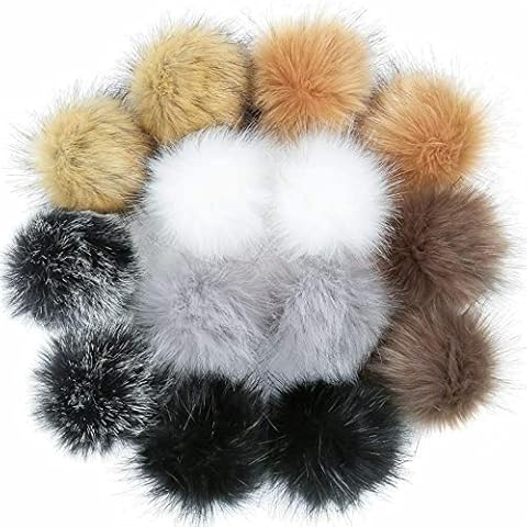 DIY Faux Fur Pom Poms Ball ,Colorful Faux Fur Fluffy Pompoms Ball, for Knitting Hat Scarves Bag Keychain Accessories Cover