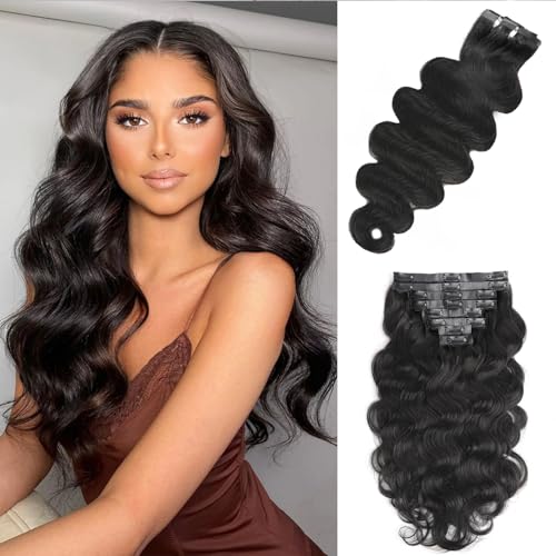 Seamless Body Wave Clip Ins Human Hair Extensions Invisible Weft
