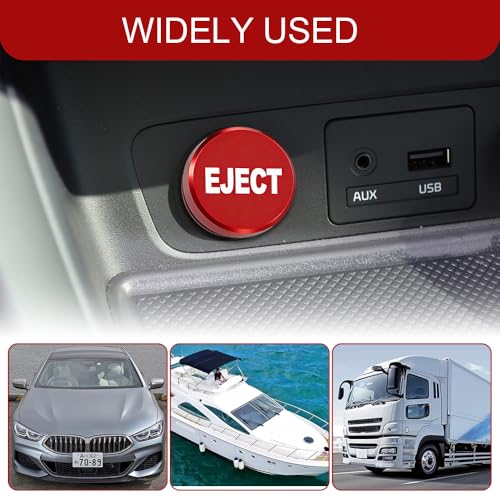 Image of Cigarette Lighter Plug Cover, Eject Button Car Cigarette Lighter, Standard 12 Volt Power Source Aluminum Dustproof Plug Universal Fits Most Vehicles (Red-Eject)