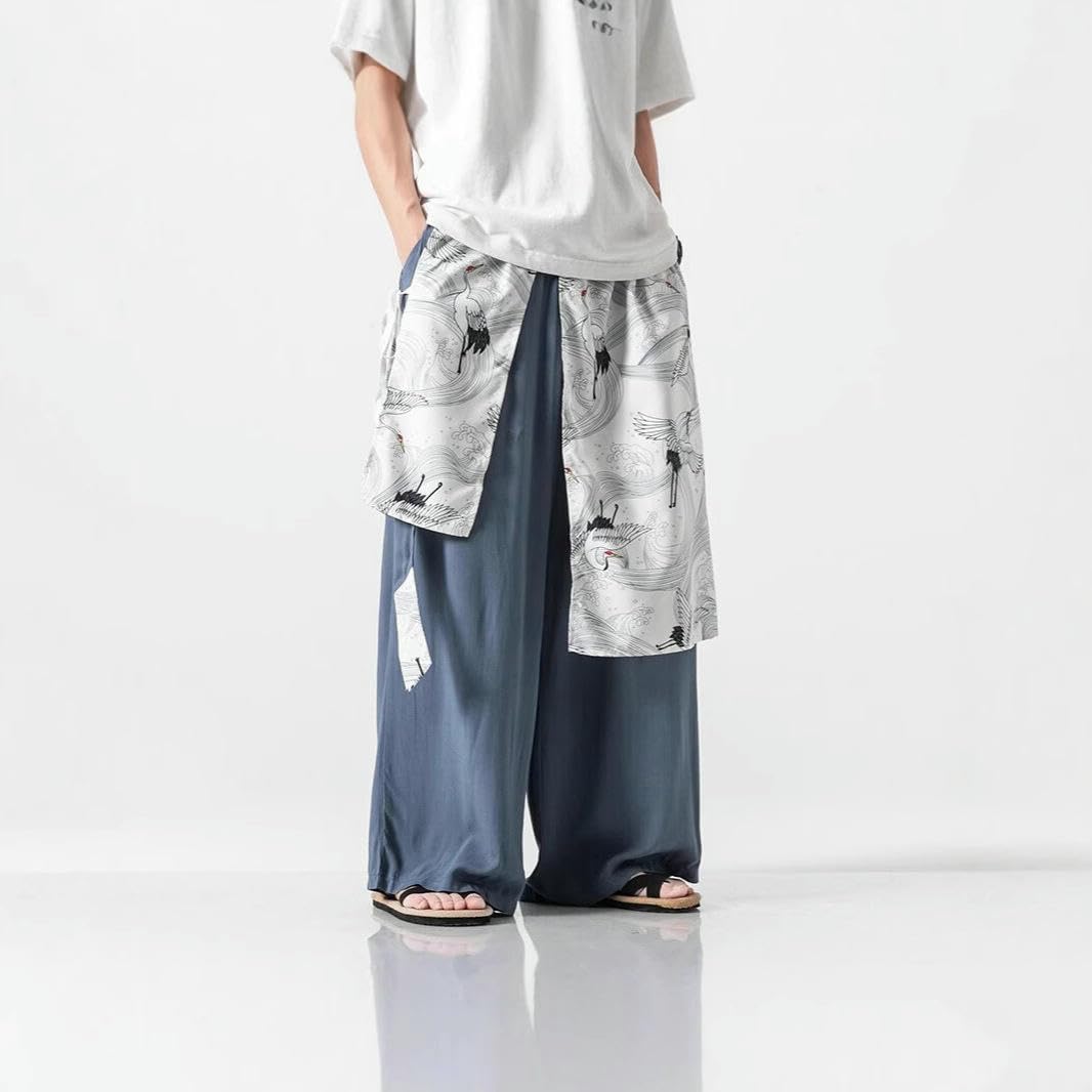 Pantaloni lunghi da uomo Estate Leggero Stile Cinese Cotone Lino Fluente Casual Nove Punti