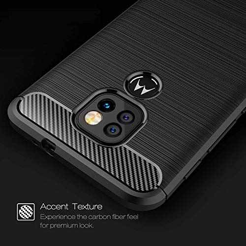 Image of NPRC Hybrid Ultra Slim Protective Case TPU Non-Slip Carbon Fiber Texture Shockproof Case Cover for Moto G9 Play - Black