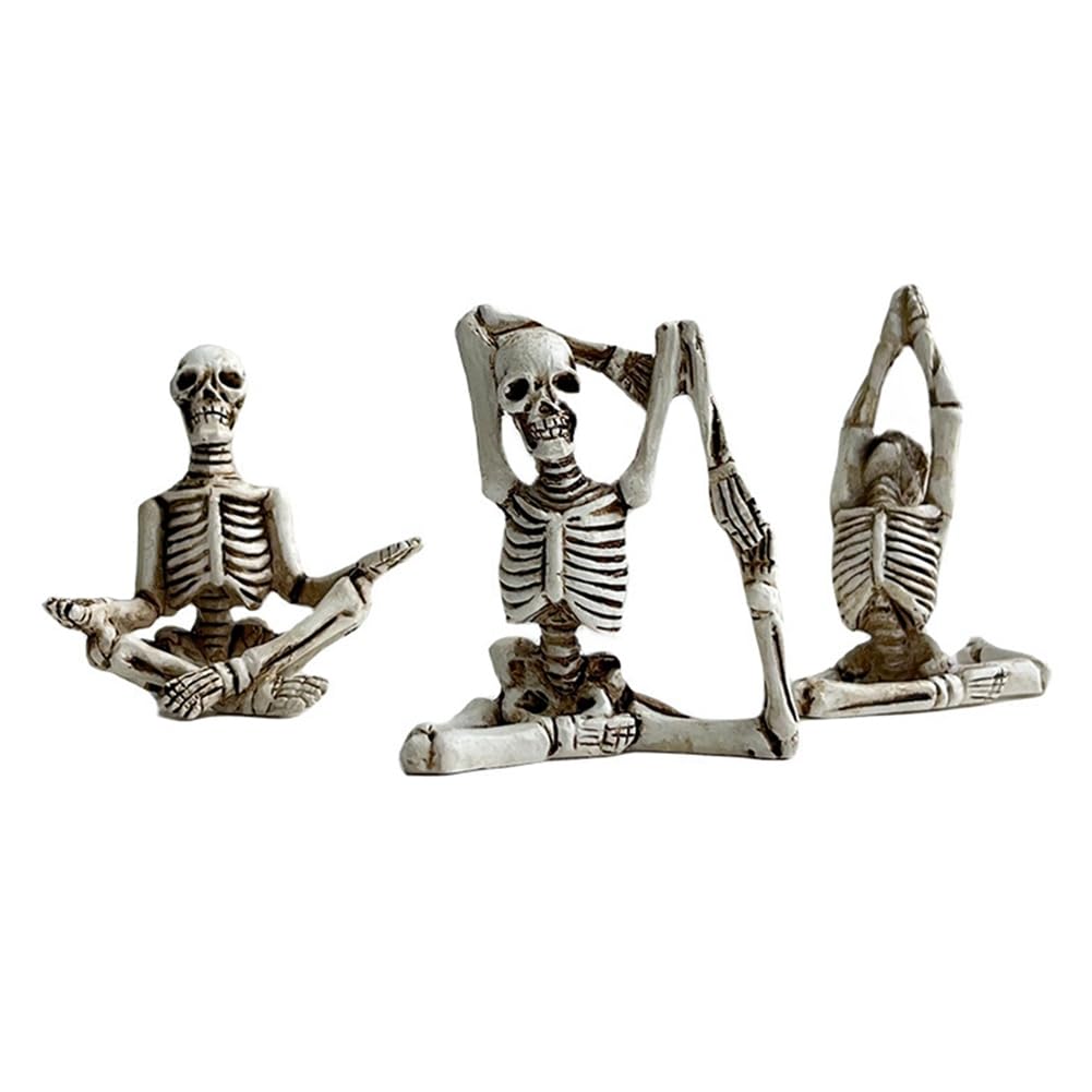 CTRLZS Resin Handicraft Ornaments Yoga Skull Character Ornament Skull Resin Crafts Skeleton Human Body Home Decoration