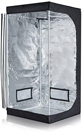 Anjeet 120"x120"x80" 96"x48"x80" 48"x48"x80" 48"x24"x72" 24"x24"x48" Reflective Mylar Hydroponic Grow Tent For Indoor Plant Growing LED Light HPS Lamp Non Toxic Hut (32"x32"x63")