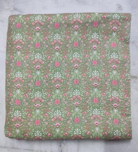 Image of Women's Unstitched All Over Print Running Fabric Width-44 inch,Length-5 Meter.Full Patiyala Salwar Suit,Dress Material,Tunics,Maxi,Nighty.Fast Color,Free Size, Pista Green 5 Meter