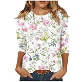 Womens Tops 3/4 Sleeve Casual Summer Tribal Ethnic Active Women Tops and Blouses Crewneck Slim Fit H