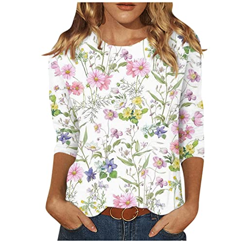 Womens Tops 3/4 Sleeve Casual Summer Tribal Ethnic Active Women Tops And Blouses Crewneck Slim Fit Half Sleeve Womens Graphic Tees Oversized Blouses For Women Dressy Casual Plus Size Pink L #TOP5