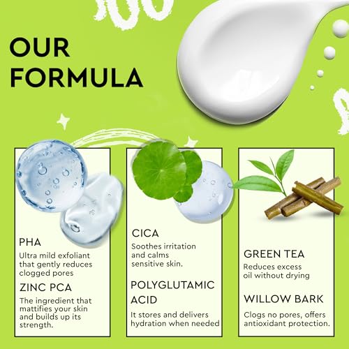Image of YPlayZ Clear Club Acne Moisturizer Cream for Kids & Teens (11+ Years) 50ml | Pimple Cream for Acne-Prone Skin | Oil Control, Non-Comedogenic Face Cream | Lightweight Hydrating Moisturiser for Oily & Sensitive Skin