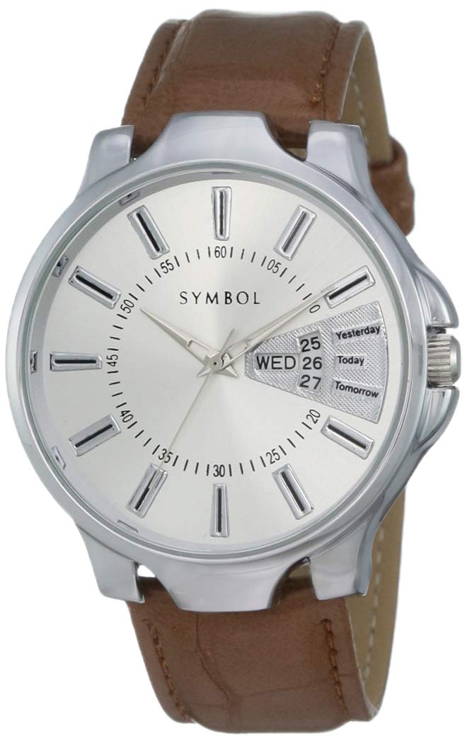 Amazon Brand - Symbol Men Synthetic Analog Silver Dial Watch-Az-Syg27-C, Band Color-Brown (B08F7VLCZ4) Amazon Price History, Amazon Price Tracker