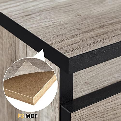 Yaheetech Bedside Table, Wood Nightstand with Storage Cabinet, End Side Table with 3 Drawer, Sofa Side Table Chest of Drawers for Living Room/Bedroom, Gray, 35 x 45 x 60.5 cm