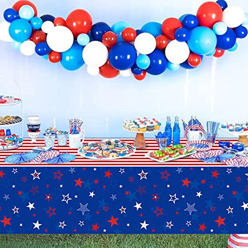 3Pcs Patriotic Tablecloths For 4Th Of July Decorations,Red White Blue Star Plastic Disposable Table Cover For Fourth Of July Memorial Patriotic Day Independence Veterans Day Party Supplies,54X108 Inch #TOP5