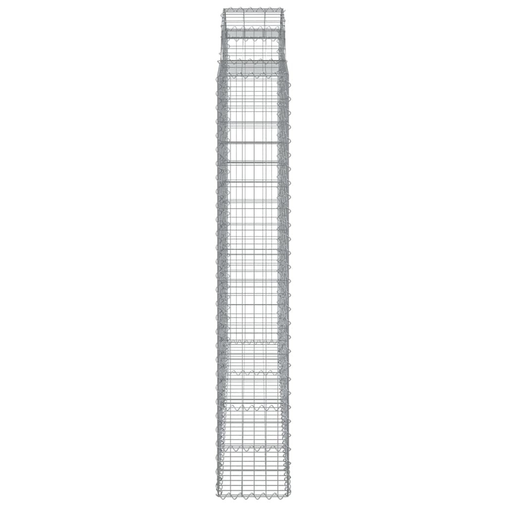 Gabiony z wysokim łukiem, 4 sztuki, 200 x 30 x 180/200 cm, ocynkowane, żelazo, dekoracja ogrodowa, stabilna donica na rośliny, balkon, taras, ochrona przed wiatrem ze wzmocnionymi haczykami i