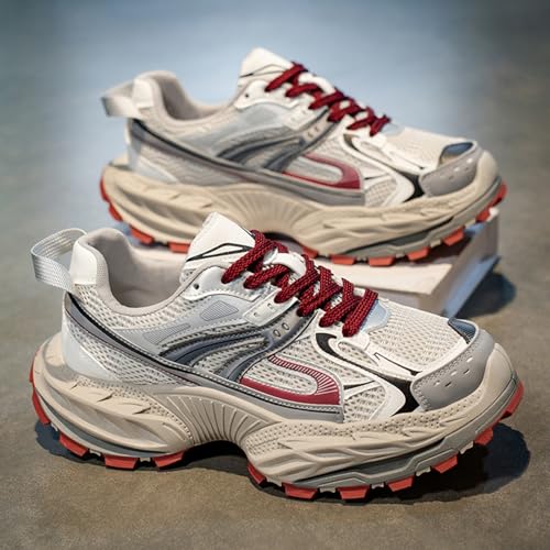 Men's Fashion Colorblocking Chunky Platform Lace-up Sneakers Casual Non Slip Round Toe Shoes for Walking Driving Daily Shoes3