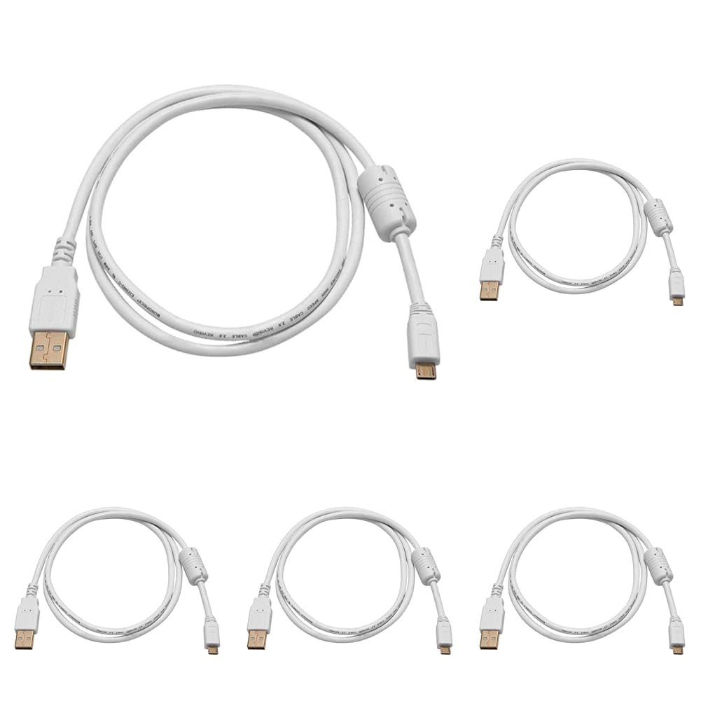 Monoprice USB 2.0 Cable - 3 Feet - White | USB Type-A Male to USB Micro-B Male 5-Pin, 28/24AWG, Gold Plated (Pack of 5)