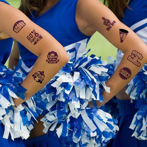 Demissle-200-Pcs-Team-Spirit-Temporary-Tattoos-Cheerleading-Number-1-Temporary-Tattoos-Softball-Soccer-Baseball-Tattoos-Face-Body-Stickers-Removable-Tattoo-Markers-for-Skin-School-Spirit-Item-Purple