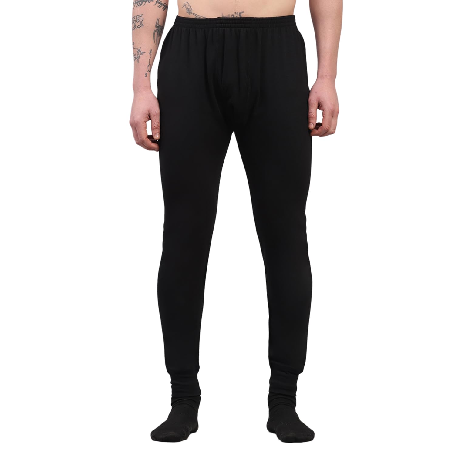 Mens Regular Fit Solid Thermal Lower | Men Thermal Lower for Winter | Warm Wool Blend Inner Wear Bottom | Soft Stretchable Thermal Pant for Men Black S(Pack of_1)