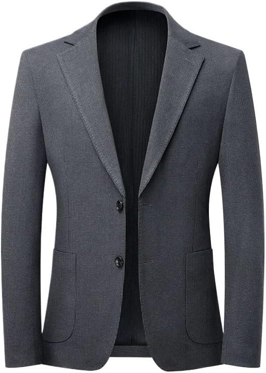 Men's Middle Aged Lightweight Casual Fall Two Button Notch Lapel Suit Jacket with Pockets