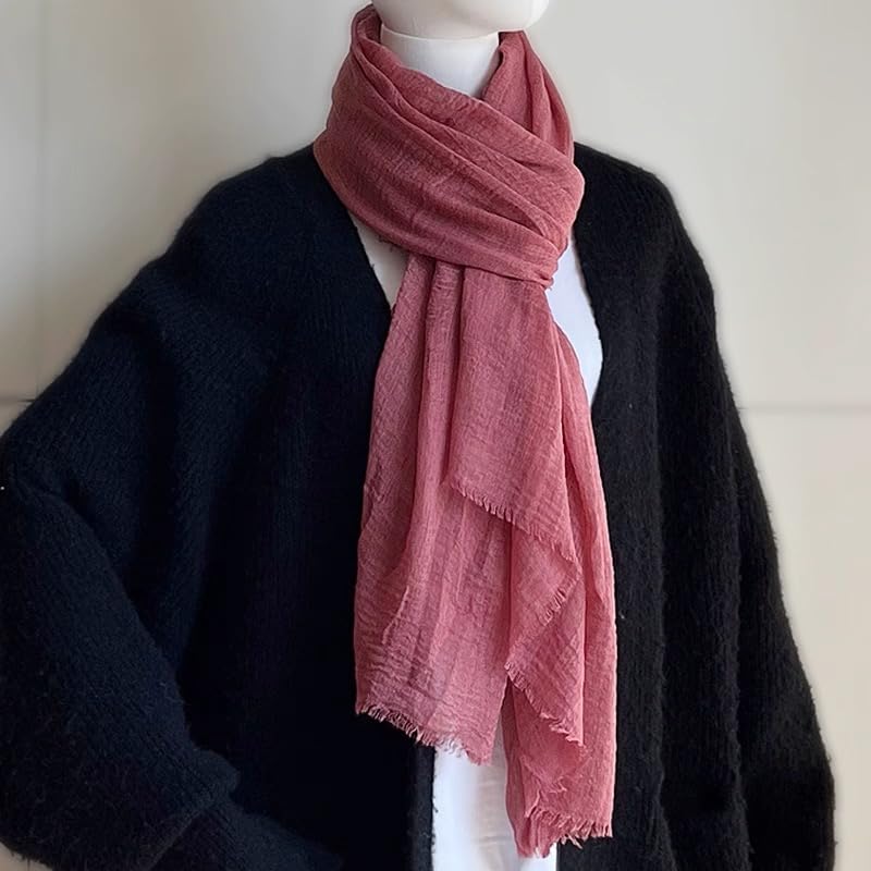 Febfim 6PCS Women Soft Cotton Linen Crinkle Scarves Shawl Fashion Muslin Ladies Priceable Hijab Head Scarf 6