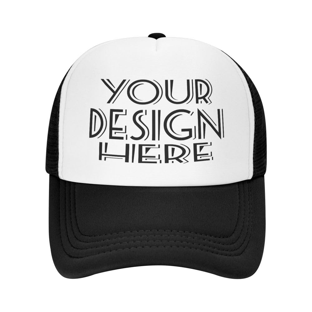 Kyzmz Unisex Black Kyzmzc Custom Hat For – Wholesale Price Add Your Own Design/Text/Photos, Personalized Baseball Cap, Trucker Hat, Fishing Cap