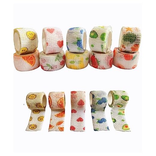 FLZONHUT Vendas Autoadhesivas, Venda Cohesiva, Esparadrapo Deportivo para Primeros Auxilios, Lesiones Deportivas, Deportes Mano Brazo Pie Articulación Dedo 2.5 cm*2m(patrón de frutas)