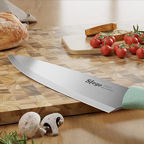 Slege 15Pcs Kitchen Knife Set With Block, Sharpener And Scissor, Stainless Steel Knives With Extre-Light Straw Handle #TOP2