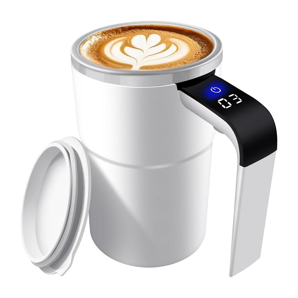 Hndhbfgrt Rechargeable Electric Mixer Cup with Magnetic Stirrer, Automatic Self-Stirring Coffee Mug, Temperature Control Feature