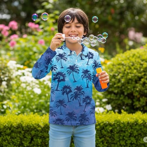 Shirts for Boys 3-16 Long Sleeve T-Shirts Hawaiian Shirt Holiday Beach Clothes3