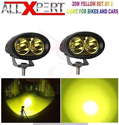 Allxpert 20W 3000K Led Driving Light Work Lamp Auxiliary Flood Beam Bulb with Cree 20W Chips Motorcycle Universal for Cars- (Yellow)