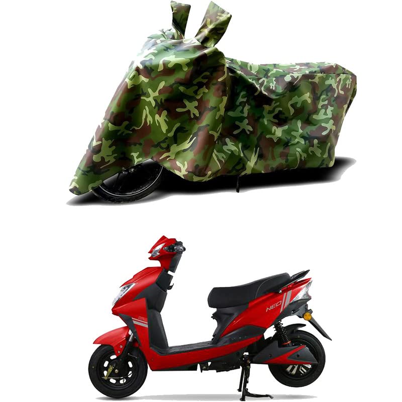 Image of 100% Water Resistant Full Bike Scooty Two Wheeler Body Cover Compatible For Techo Electra Neo /UV-Rays /Heat Protection /Birds Dropping /Scratchproof /Dust proof /Waterproof /All Varient[Green MJ]