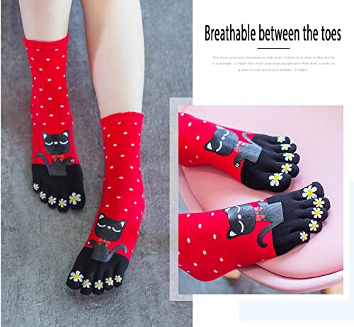 Image of acdiac Women's Cotton Toe Socks,five Finger Socks,Funny and Funky cartoon theme sport Toe Socks