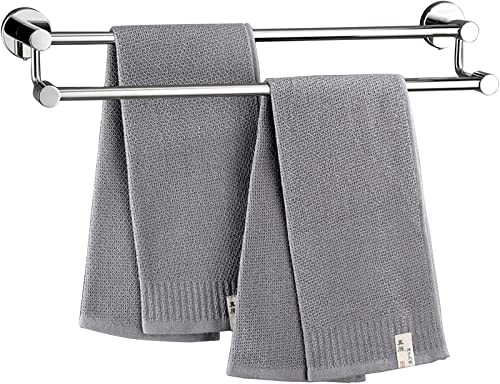 Toallero de pared para ahorrar espacio en baños pequeños, barra doble de acero de 40 cm