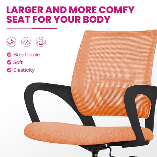 Image of Casa Copenhagen Mesh Mid Back Office /Study /Computer /Revolving /Desk Chair for Work from Home -Metal Base, Height Adjustable Seat -Orange& Black Handle