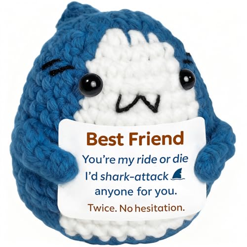 Krinisou Positive Animals Crochet Shark, Funny Best Friend Birthday Gifts for Women and...