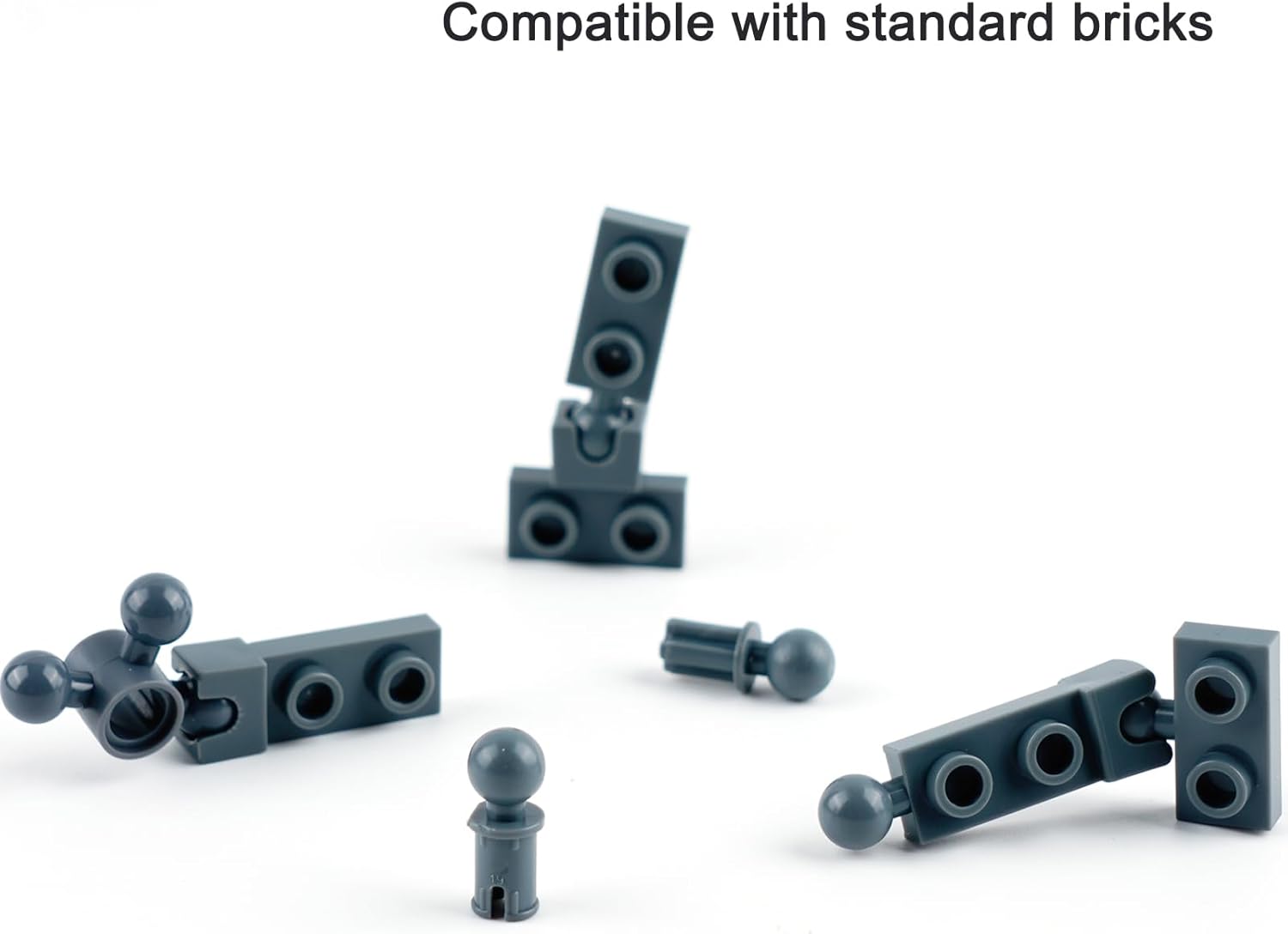 Connector Ball Joints Socket Plate - 200pcs Bricks Bulk Parts and Pieces, 1x1 1x2 Tow Ball and Ball Socket Building Block Dark Gray