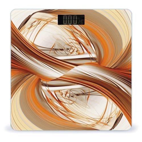 Báscula digital de baño con diseño naranja y blanco abstracto miniatura 1
