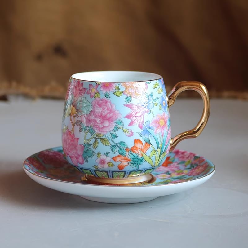 Coffee Cup Afternoon Tea Floral Ceramic Water Cup-Red2