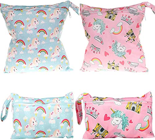 Borsa per Pannolini,Comius Sharp 4 Pezzi Bag Pannolino Riutilizzabile, Lavabili Sacchetto Impermeabile Bambini con Cerniera Contenere i Pannolini per Bambini, Vestiti Sporchi e Altro.