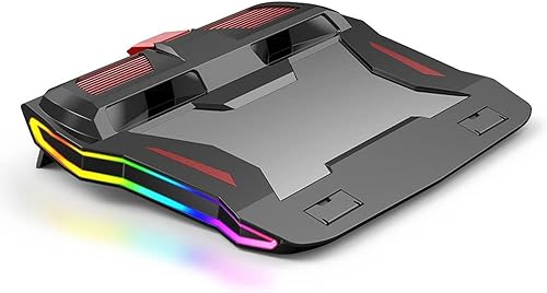 Almohadilla de enfriamiento para laptop de 17.3 pulgadas con filtro de polvo, anillo de goma flexible, luces coloridas, potente flujo de aire de