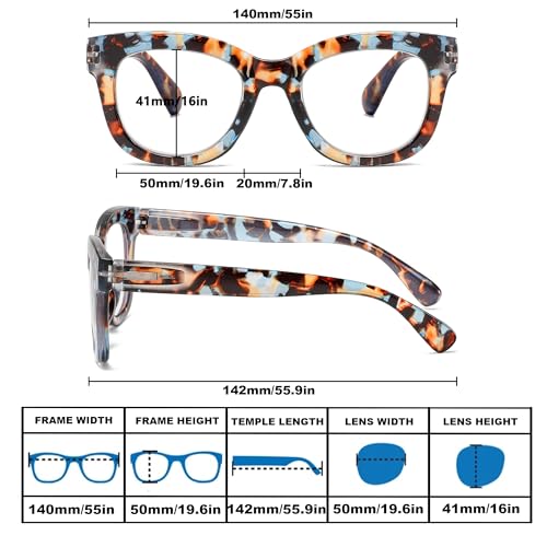 Image of Oversized Reading Glasses for Women,3 Pack Blue Light Blocking Computer Spring hinge Readers