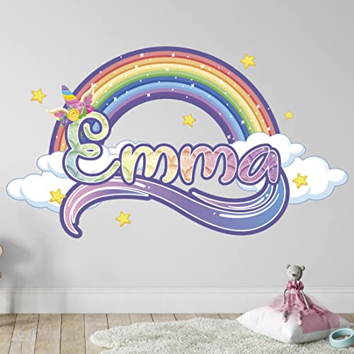 Kyle Cornhole Rainbow Wall Decals - Personalized Unicorn For Girls Bedroom Name Decal Room Decor Sticker Nursery Art, Green,Rainbow #TOP3